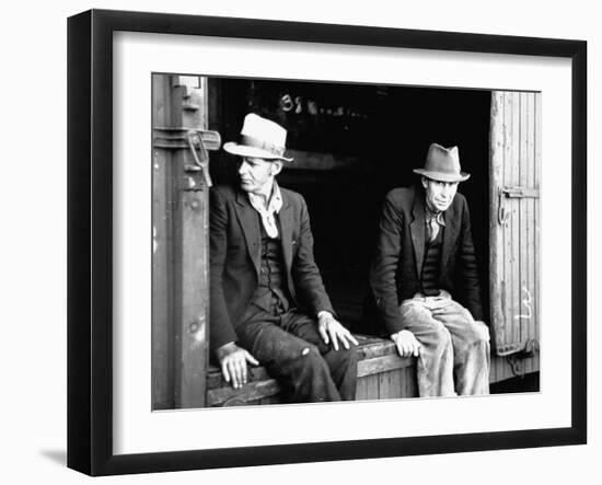 Vagrants Sitting in Boxcar-null-Framed Photographic Print