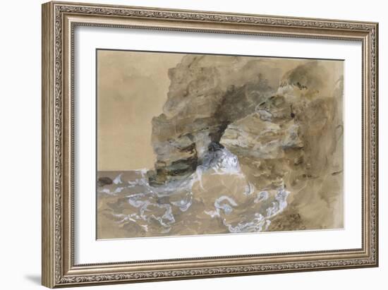 Vagues se brisant contre une falaise de la côte Normande ou "Les Falaises d'Etretat";-Eugene Delacroix-Framed Giclee Print