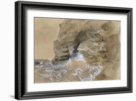 Vagues se brisant contre une falaise de la côte Normande ou "Les Falaises d'Etretat";-Eugene Delacroix-Framed Giclee Print