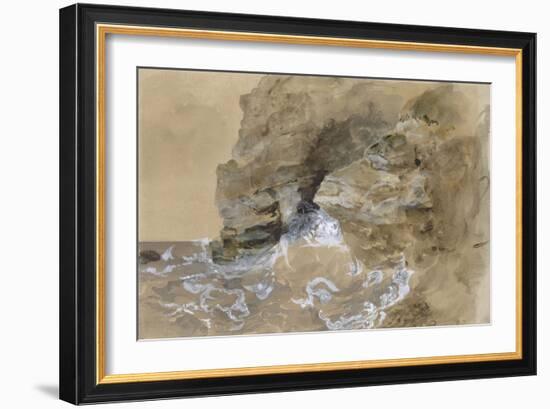 Vagues se brisant contre une falaise de la côte Normande ou "Les Falaises d'Etretat";-Eugene Delacroix-Framed Giclee Print