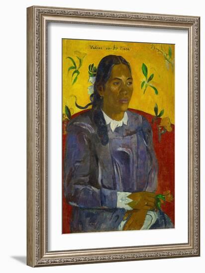 Vahine no te tiare-La femme a la fleur, 1891 Tahitan woman with flower.-Paul Gauguin-Framed Giclee Print