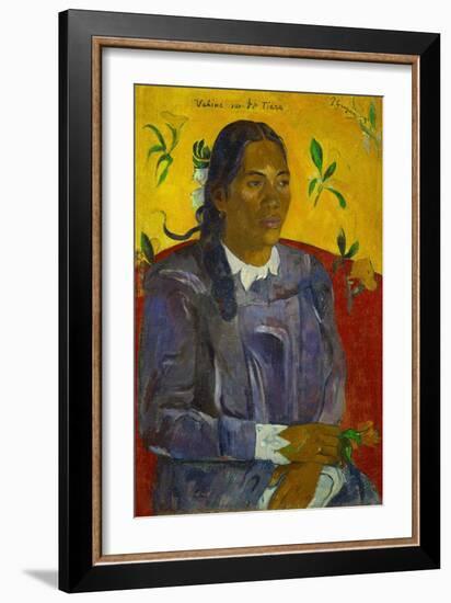 Vahine no te tiare-La femme a la fleur, 1891 Tahitan woman with flower.-Paul Gauguin-Framed Giclee Print