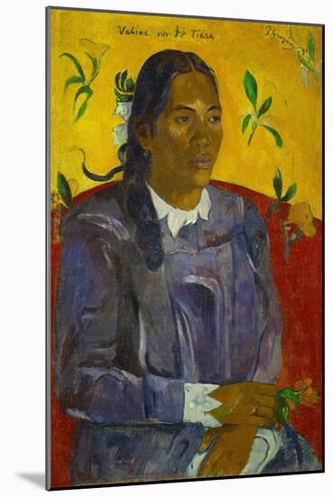 Vahine no te tiare-La femme a la fleur, 1891 Tahitan woman with flower.-Paul Gauguin-Mounted Giclee Print