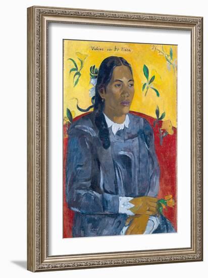 Vahine No Te Tiare (Woman with a Flower), 1891-Paul Gauguin-Framed Giclee Print