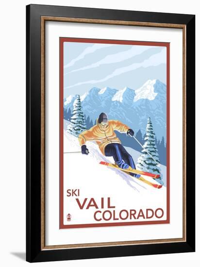 Vail, CO - Downhill Skier-Lantern Press-Framed Art Print