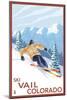 Vail, CO - Downhill Skier-Lantern Press-Mounted Art Print