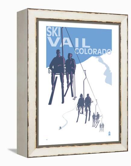 Vail, CO - Ski Lift-Lantern Press-Framed Stretched Canvas