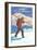 Vail, CO - Skier Carrying Skis-Lantern Press-Framed Art Print