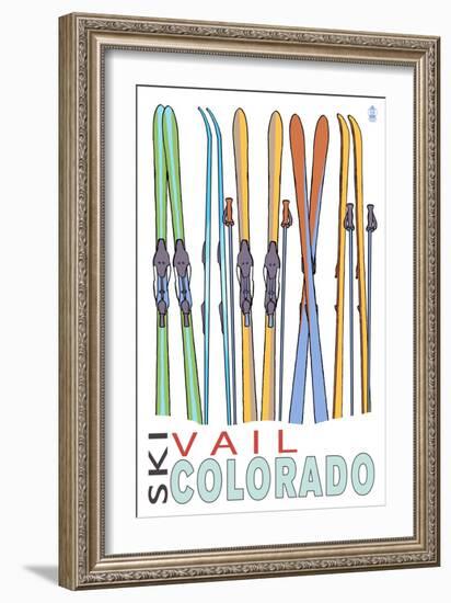 Vail, CO - Skis in Snow-Lantern Press-Framed Art Print