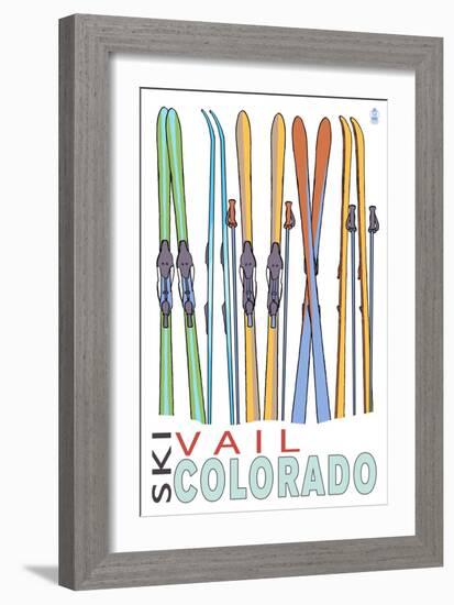 Vail, CO - Skis in Snow-Lantern Press-Framed Art Print