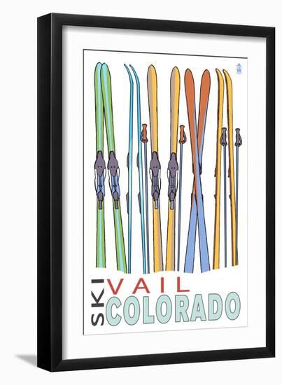 Vail, CO - Skis in Snow-Lantern Press-Framed Art Print