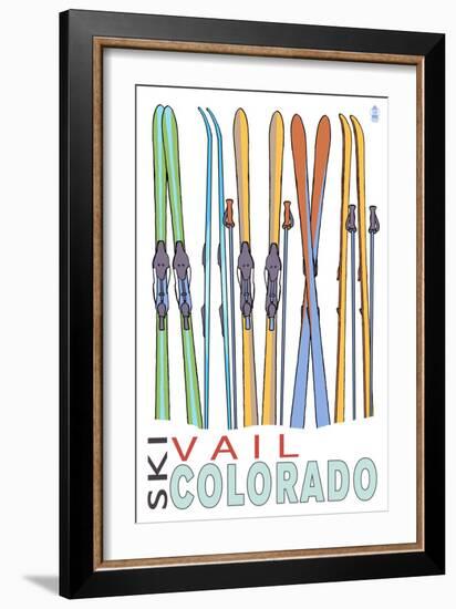 Vail, CO - Skis in Snow-Lantern Press-Framed Art Print