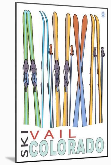 Vail, CO - Skis in Snow-Lantern Press-Mounted Art Print