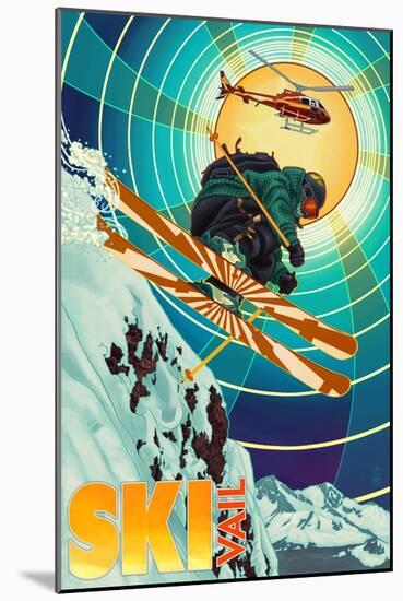 Vail, Colorado - Heli-Skiing-Lantern Press-Mounted Art Print