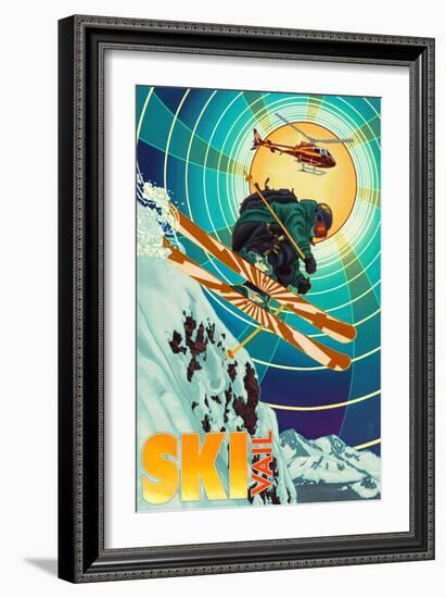 Vail, Colorado - Heli-Skiing-Lantern Press-Framed Art Print