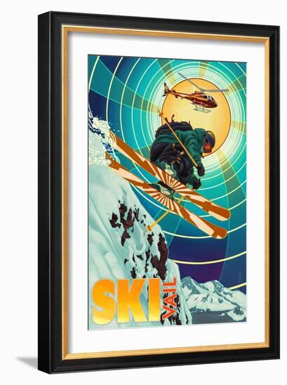 Vail, Colorado - Heli-Skiing-Lantern Press-Framed Art Print