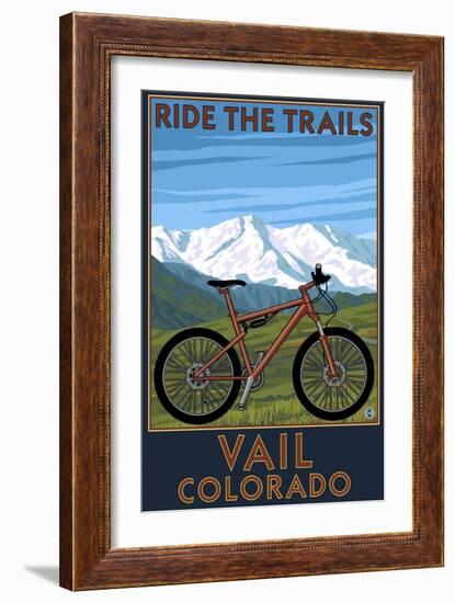 Vail, Colorado - Ride the Trails, Mountain Bike-Lantern Press-Framed Art Print