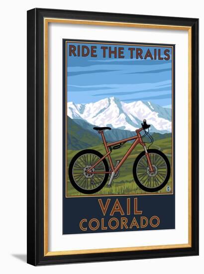 Vail, Colorado - Ride the Trails, Mountain Bike-Lantern Press-Framed Art Print