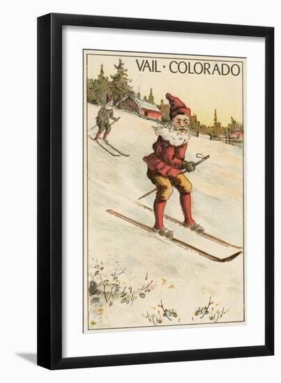 Vail, Colorado - Santa Skiing-Lantern Press-Framed Art Print