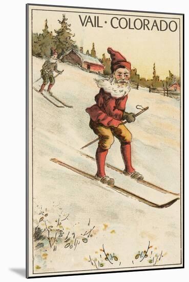 Vail, Colorado - Santa Skiing-Lantern Press-Mounted Art Print