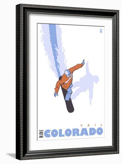 Vail, Colorado, Snowboard Stylized-Lantern Press-Framed Premium Giclee Print