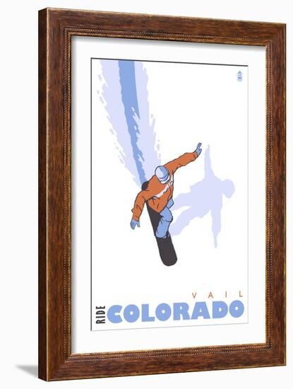 Vail, Colorado, Snowboard Stylized-Lantern Press-Framed Art Print