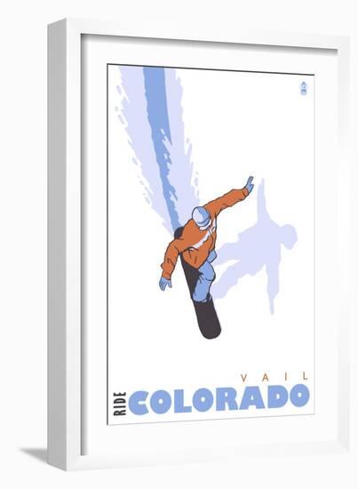 Vail, Colorado, Snowboard Stylized-Lantern Press-Framed Art Print