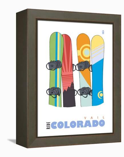 Vail, Colorado, Snowboards in the Snow-Lantern Press-Framed Stretched Canvas