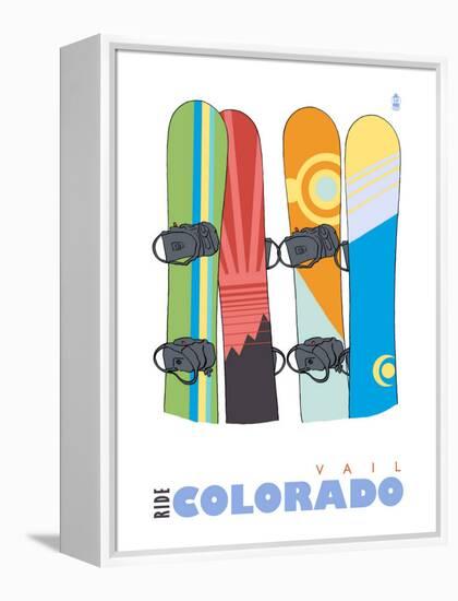 Vail, Colorado, Snowboards in the Snow-Lantern Press-Framed Stretched Canvas