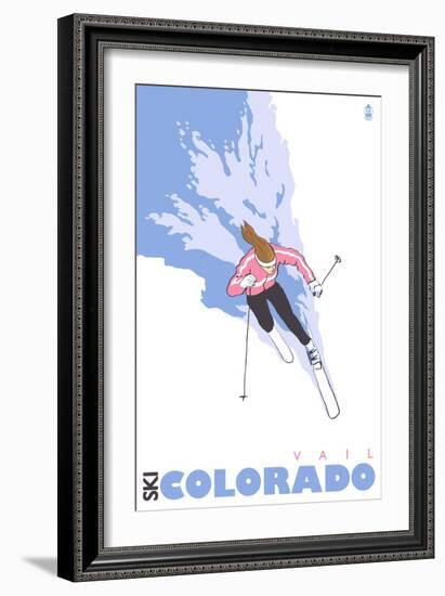 Vail, Colorado, Stylized Skier-Lantern Press-Framed Art Print