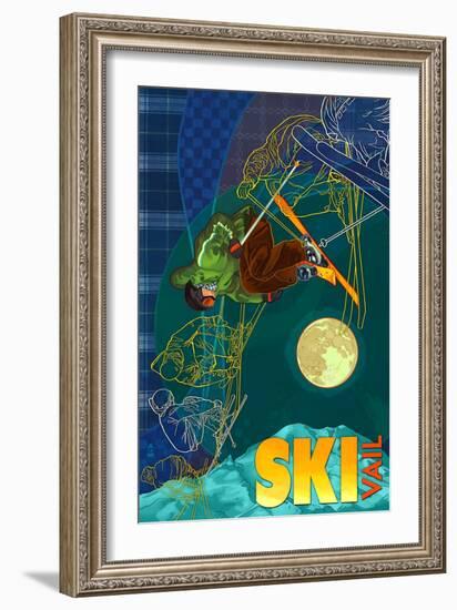 Vail, Colorado - Timelapse Skier-Lantern Press-Framed Art Print