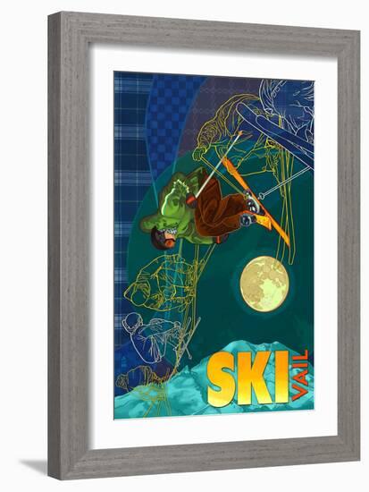 Vail, Colorado - Timelapse Skier-Lantern Press-Framed Art Print