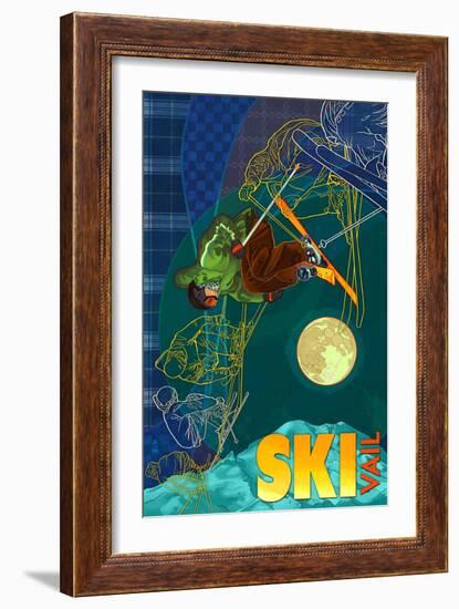 Vail, Colorado - Timelapse Skier-Lantern Press-Framed Art Print