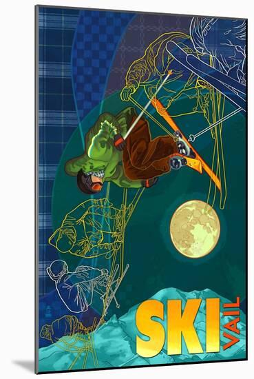 Vail, Colorado - Timelapse Skier-Lantern Press-Mounted Art Print