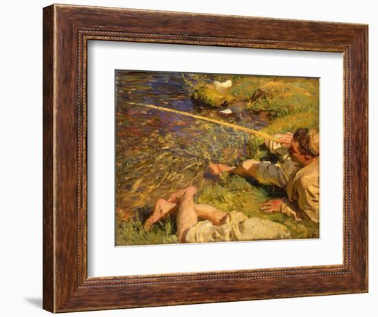 Val D'aosta: A Man Fishing, C.1907 (Oil on Canvas)-John Singer Sargent-Framed Giclee Print