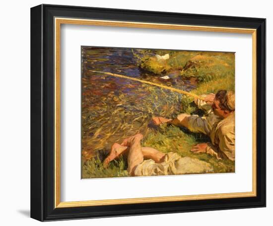 Val D'aosta: A Man Fishing, C.1907 (Oil on Canvas)-John Singer Sargent-Framed Giclee Print
