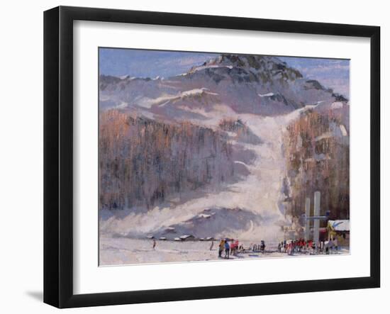 Val D'Isere, Morning Light - First Lessons-Bob Brown-Framed Giclee Print