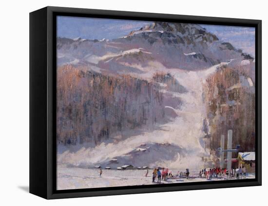 Val D'Isere, Morning Light - First Lessons-Bob Brown-Framed Premier Image Canvas