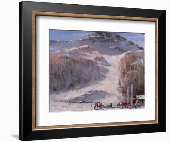 Val D'Isere, Morning Light - First Lessons-Bob Brown-Framed Giclee Print