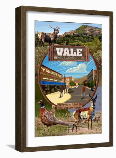 Vale, Oregon - Town Scenes Montage-Lantern Press-Framed Art Print