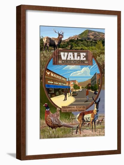 Vale, Oregon - Town Scenes Montage-Lantern Press-Framed Art Print