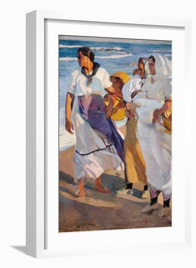 Valencian Fisherwomen, 1915-Joaquin Sorolla y Bastida-Framed Giclee Print