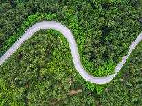 Aerial View over Mountain Road Going through Forest Landscape-Valentin Valkov-Photographic Print