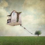 Artistic Image Representing an House Floating in the Air Tied to a Rope to the Tree in a Surreal Vi-Valentina Photos-Photographic Print