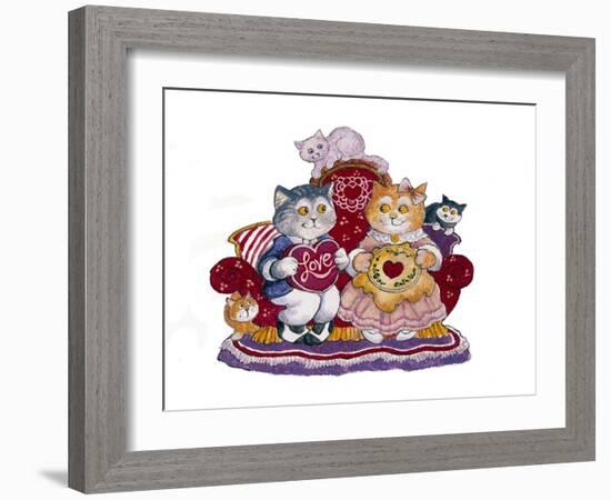 Valentine Cats-Bill Bell-Framed Giclee Print