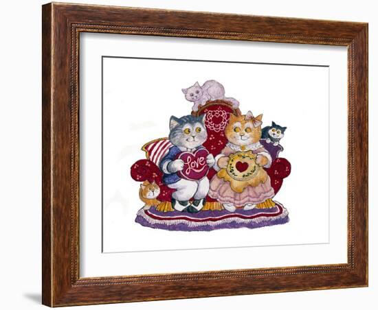 Valentine Cats-Bill Bell-Framed Giclee Print