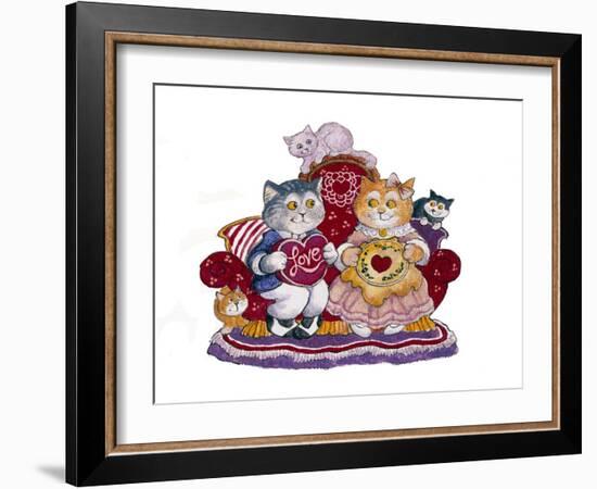 Valentine Cats-Bill Bell-Framed Giclee Print