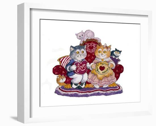 Valentine Cats-Bill Bell-Framed Giclee Print