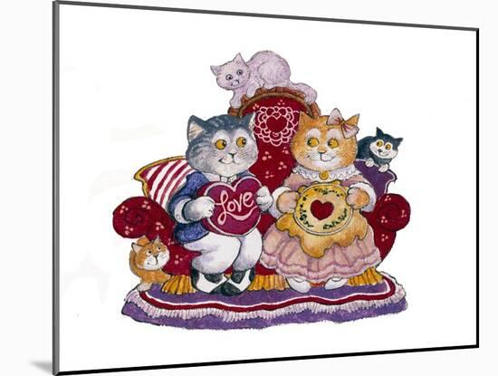 Valentine Cats-Bill Bell-Mounted Giclee Print