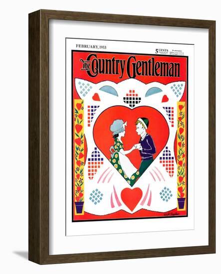 "Valentine Couple Cut-Out," Country Gentleman Cover, February 1, 1933-W. P. Snyder-Framed Giclee Print